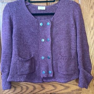 ALPACA Wool WRAP  London Sweater 10 M heather warm grape burgundy top EXCELLENT